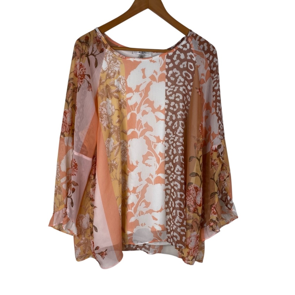 Moa Moa Women's Top Multicolor Sz 2X Floral Fairy Romantic Flowy Boho